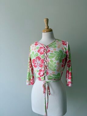 Omighty Tropical Lace-Up Crop Top – Y2K / Island Beach core